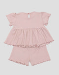 Little M Textured Rib Stripe Pakaian Setelan Anak Perempuan