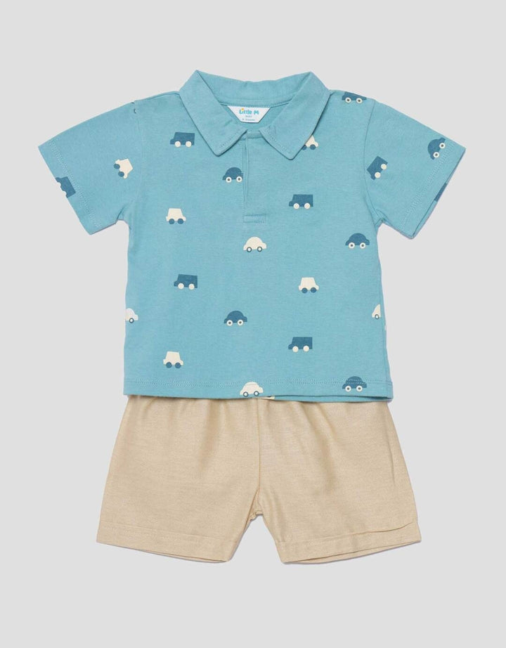 Little M Woven Cars Polo Pakain Set Anak Laki-laki