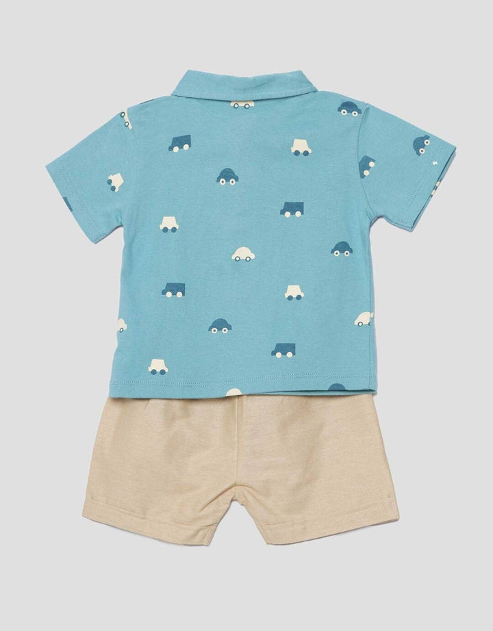 Little M Woven Cars Polo Pakain Set Anak Laki-laki
