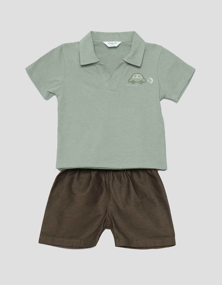 Little M Bear Polo Pakain Set Anak Laki-laki