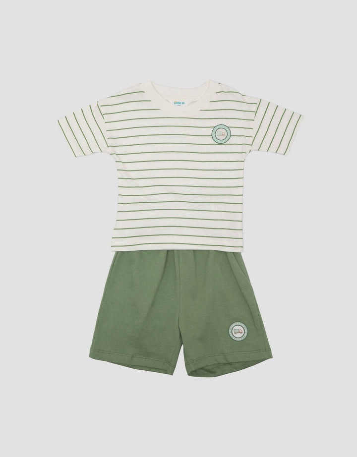 Little M Fullprint Stripe Car Setelan Bayi Laki-laki