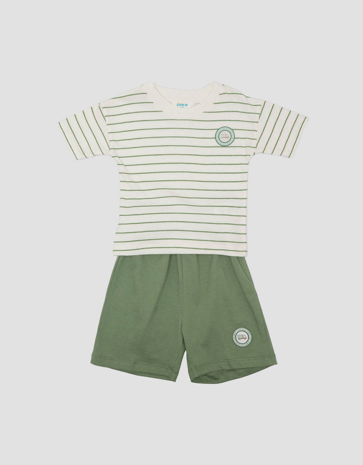 Little M Fullprint Stripe Car Setelan Anak Laki-laki