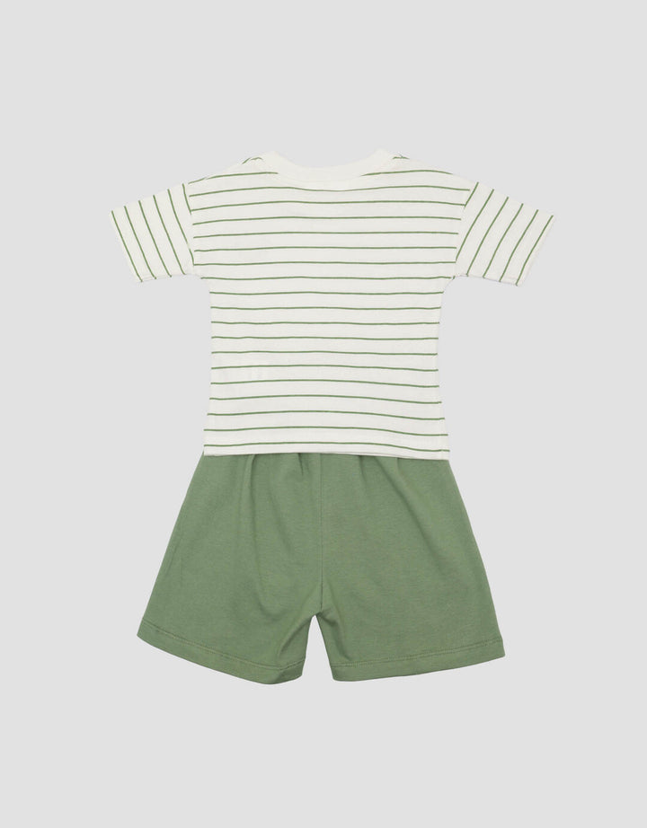Little M Fullprint Stripe Car Setelan Bayi Laki-laki