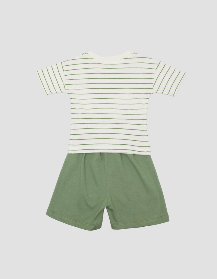 Little M Fullprint Stripe Car Setelan Anak Laki-laki