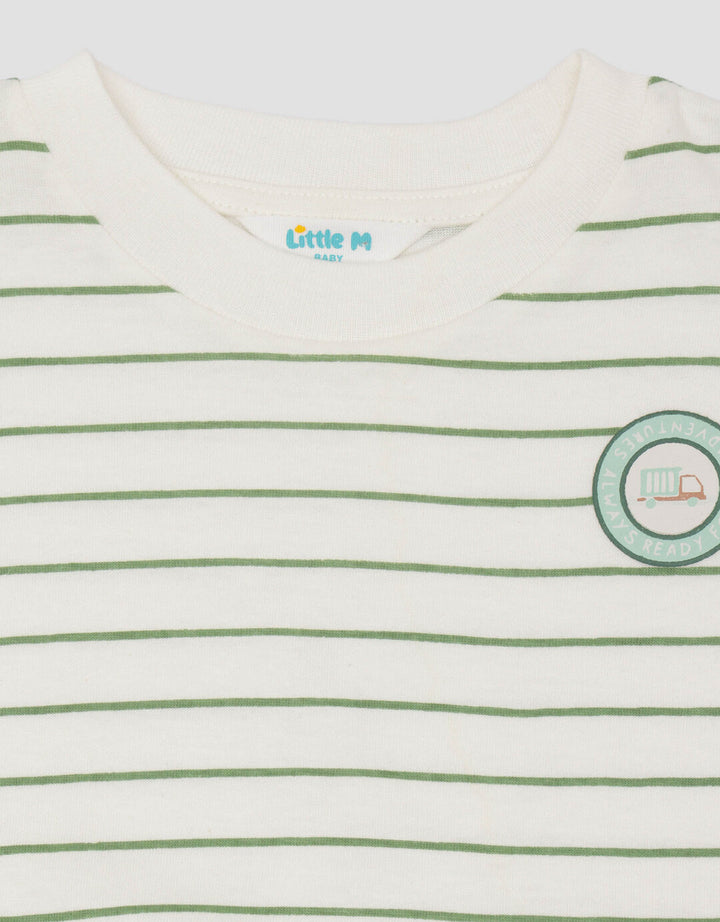 Little M Fullprint Stripe Car Setelan Bayi Laki-laki