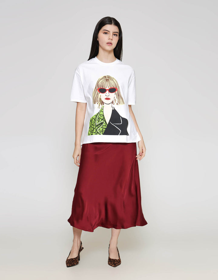 ZES Print Casual Kaos Oversize Wanita CRLVT027