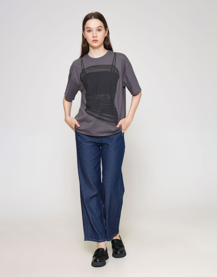 ZES OVERSIZE TANK PRINT KAOS WANITA CRLVT030