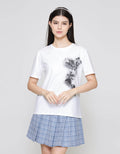 ZES Regular Single Flower Print Kaos Wanita CRLVT031