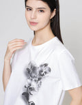 ZES Regular Single Flower Print Kaos Wanita CRLVT031