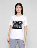 ZES Regular Lace Tube Print Kaos Lengan Pendek Wanita CRLVT032