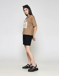 ZES Crop Wording Print Tee Kaos Oversize Wanita CRLVT033