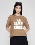 ZES Crop Wording Print Tee Kaos Oversize Wanita CRLVT033