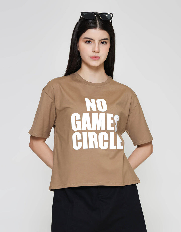ZES Crop Wording Print Tee Kaos Oversize Wanita CRLVT033
