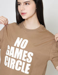 ZES Crop Wording Print Tee Kaos Oversize Wanita CRLVT033