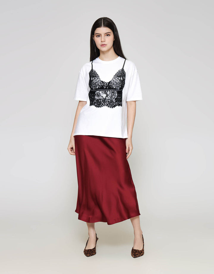 ZES Lace Tank Kaos Oversize Wanita CRLVT034