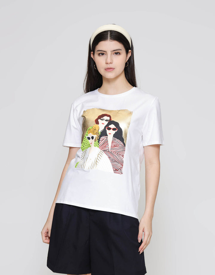 ZES Regular Friends Print Tee Kaos Wanita CRLVT035