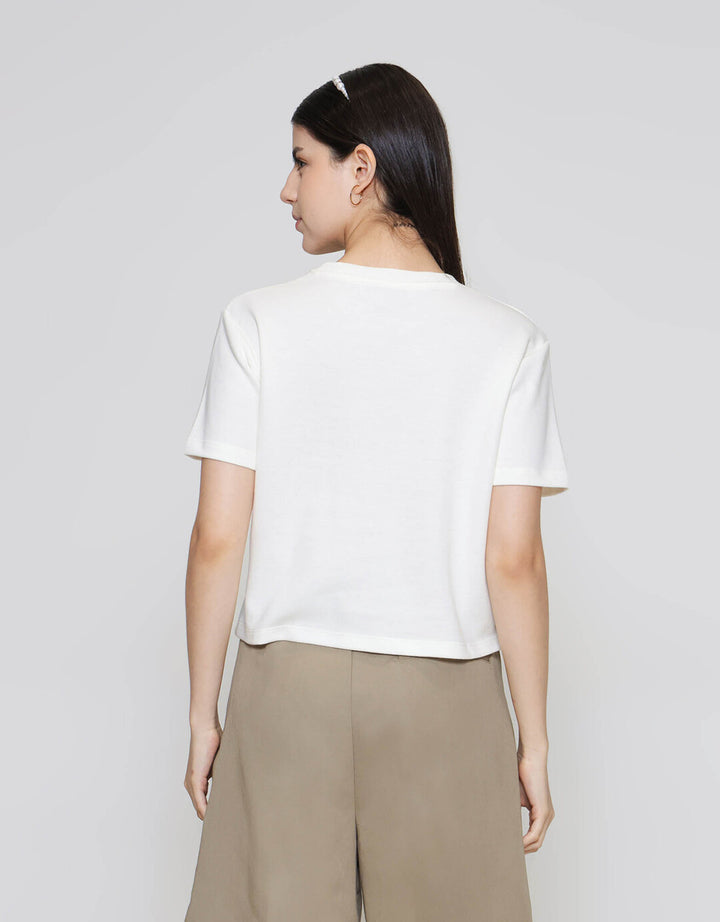 ZES Interlock Foil Abstract Kaos Crop Wanita CRLVT039