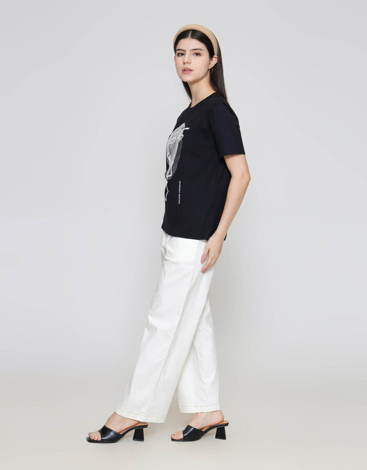 ZES Regular Face Silhouette Foil Tee Kaos Wanita CRLVT044