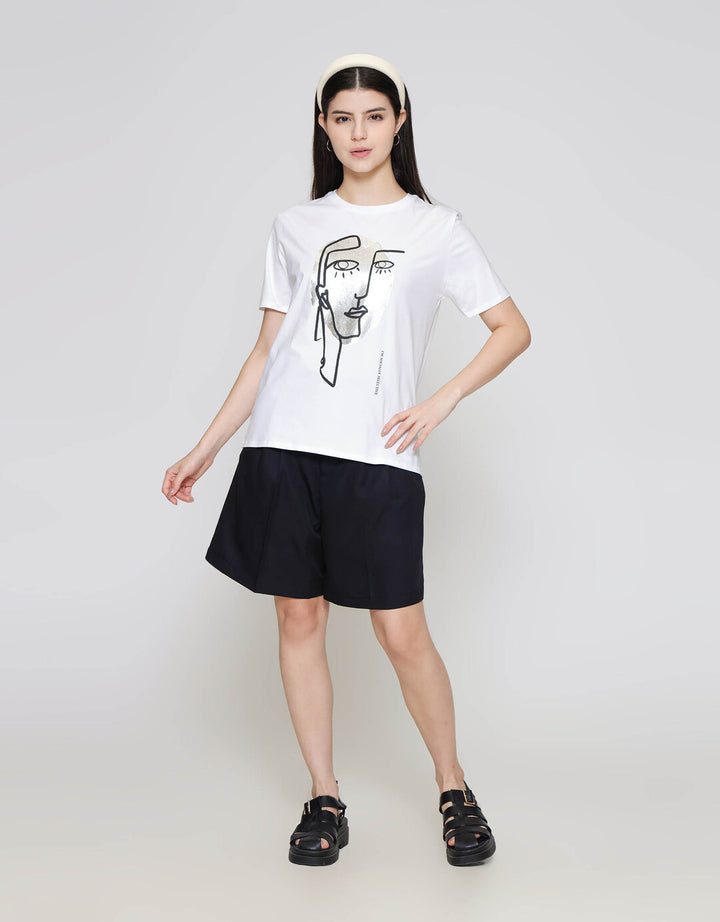ZES Regular Face Silhouette Foil Tee Kaos Wanita CRLVT044