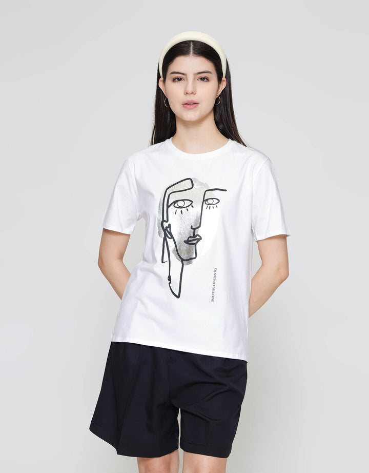 ZES Regular Face Silhouette Foil Tee Kaos Wanita CRLVT044