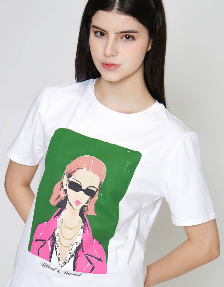 ZES Print Kaos Lengan Pendek Wanita CRLVT048