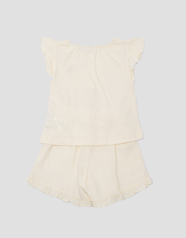 Little M Print Ruffles Embro Flowers Setelan Anak Perempuan