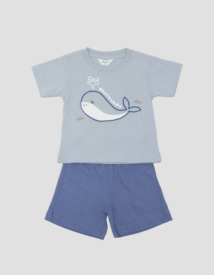 Little M Print Whale Setelan Anak Laki-laki