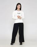 ZES Wording With Contrast Rib Sweater Wanita BELKT010