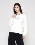 ZES Wording With Contrast Rib Sweater Wanita BELKT010
