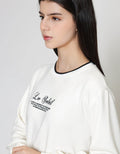 ZES Wording With Contrast Rib Sweater Wanita BELKT010