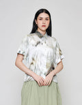 ZES Abstract Print Kemeja Lengan Pendek Wanita MELWT009