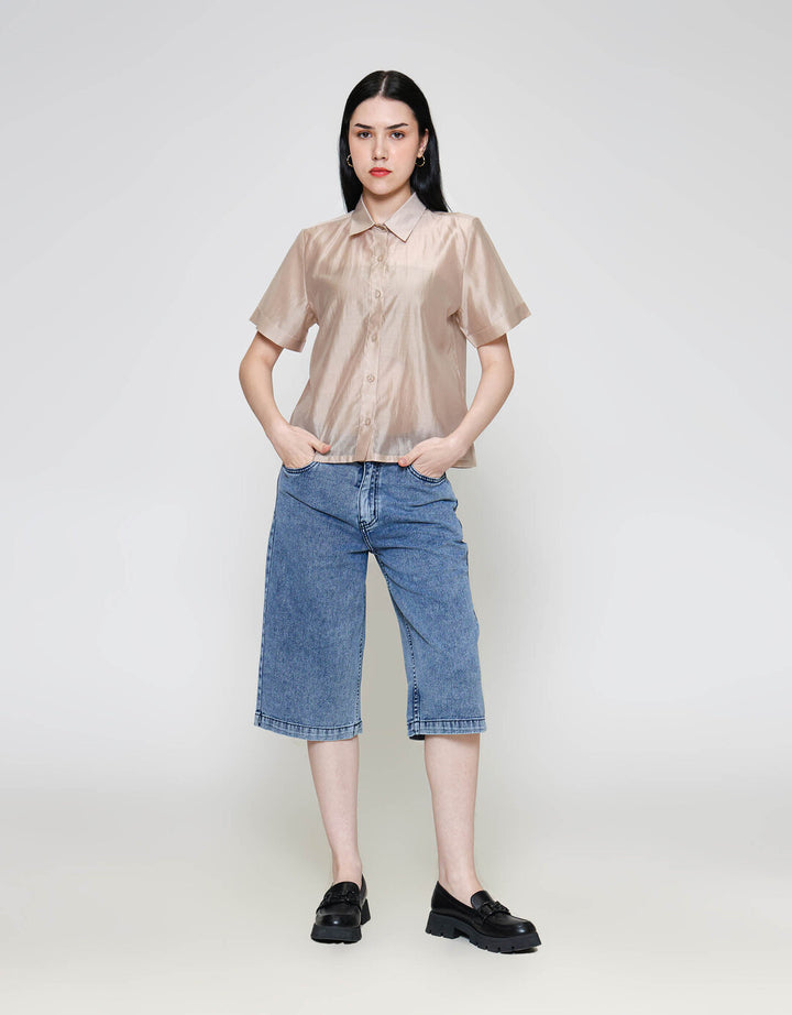 ZES Basic Kemeja Lengan Pendek Wanita MELWT010