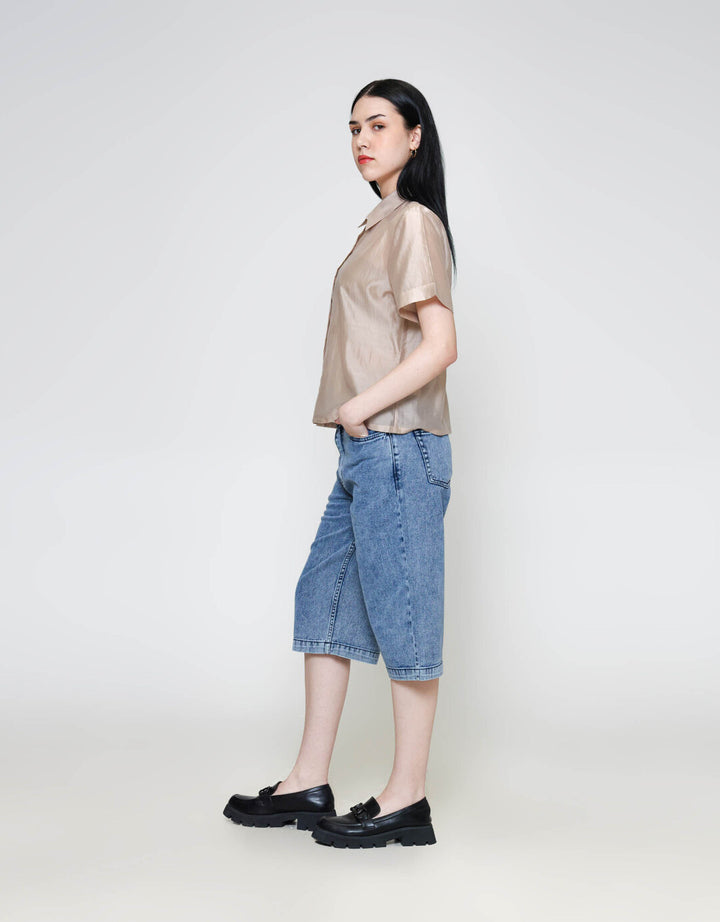 ZES Basic Kemeja Lengan Pendek Wanita MELWT010