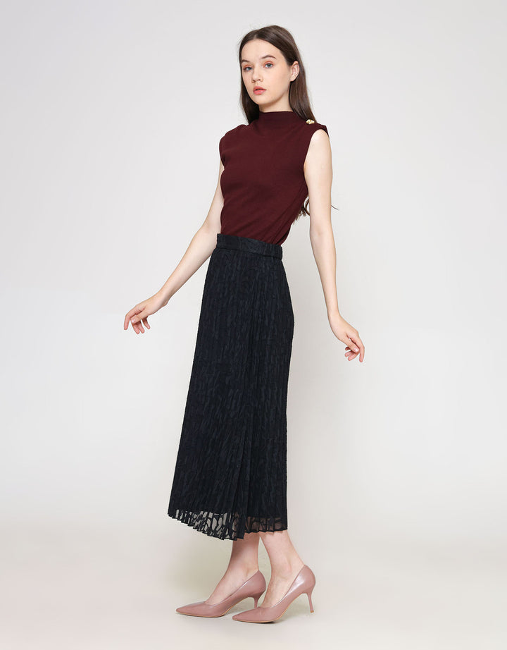 ZES Jacquard Sifon Rok Midi Wanita MELWB010
