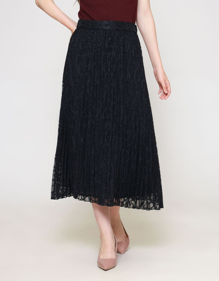 ZES Jacquard Sifon Rok Midi Wanita MELWB010