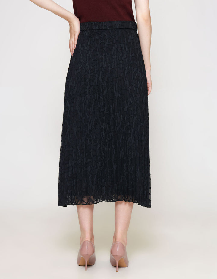 ZES Jacquard Sifon Rok Midi Wanita MELWB010