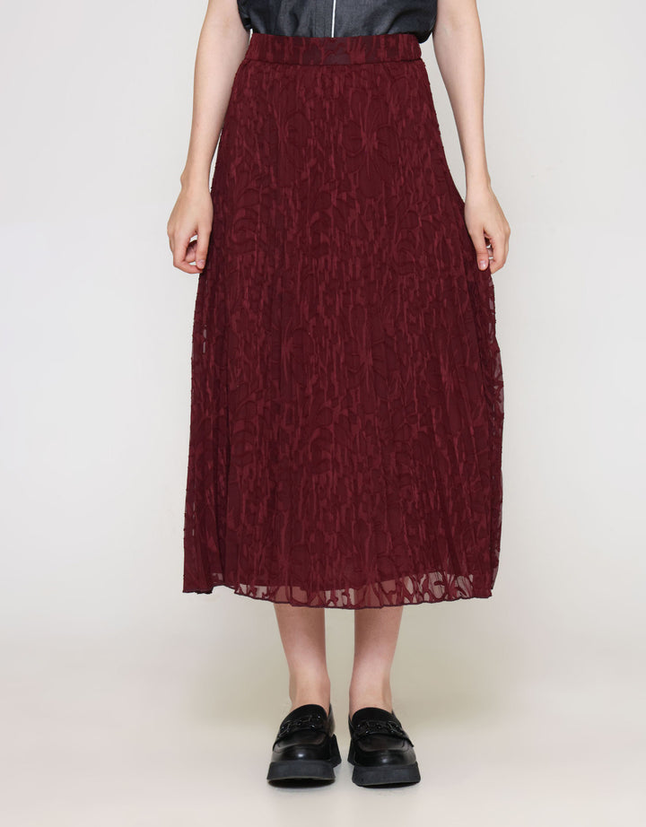 ZES Jacquard Sifon Rok Midi Wanita MELWB010