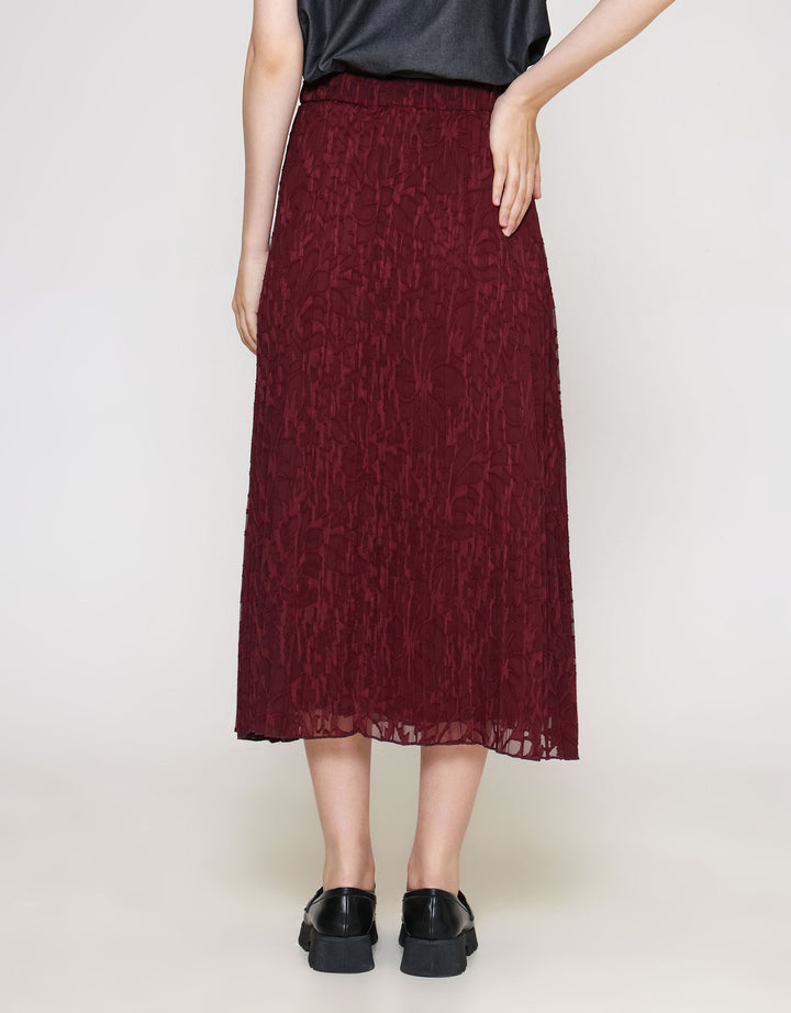 ZES Jacquard Sifon Rok Midi Wanita MELWB010