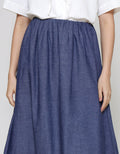 ZES Balloon Denim Look Rok Midi Wanita MELWB012