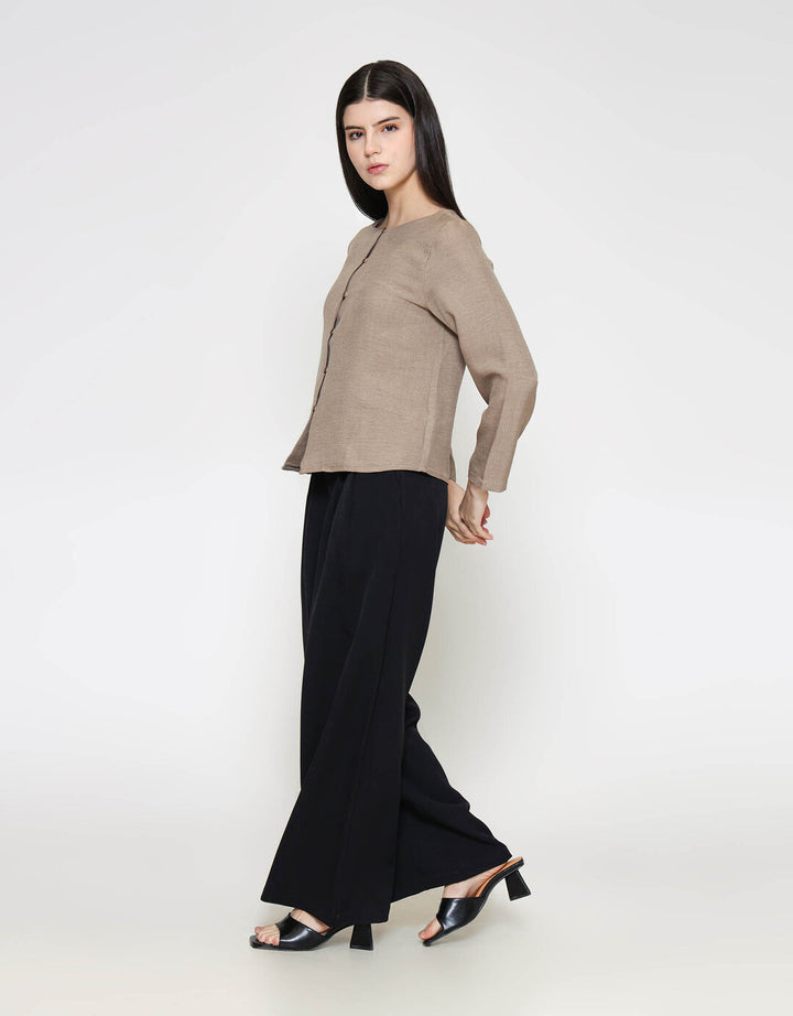 ZES Boat Neck Clean Blouse Wanita MELWT015
