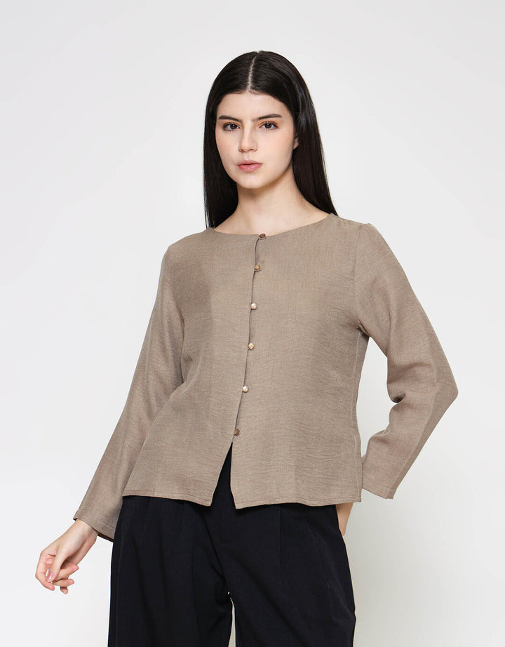ZES Boat Neck Clean Blouse Wanita MELWT015