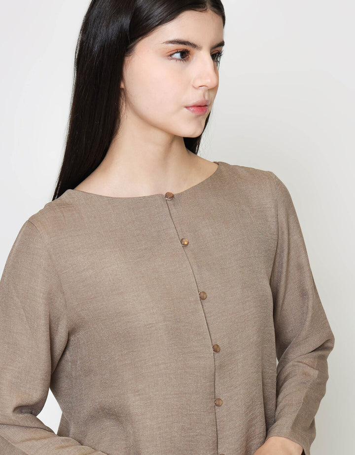 ZES Boat Neck Clean Blouse Wanita MELWT015