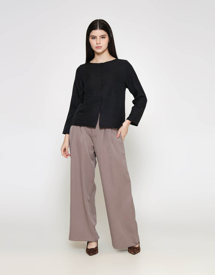 ZES Boat Neck Clean Blouse Wanita MELWT015