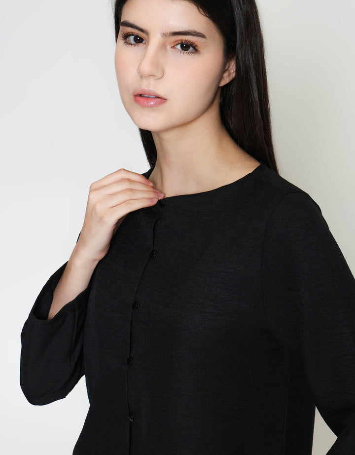 ZES Boat Neck Clean Blouse Wanita MELWT015