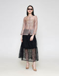 ZES Boat Neck Clean See Thru Blouse Wanita MELWT016
