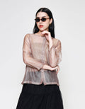 ZES Boat Neck Clean See Thru Blouse Wanita MELWT016