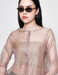 ZES Boat Neck Clean See Thru Blouse Wanita MELWT016