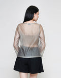 ZES Boat Neck Clean See Thru Blouse Wanita MELWT016