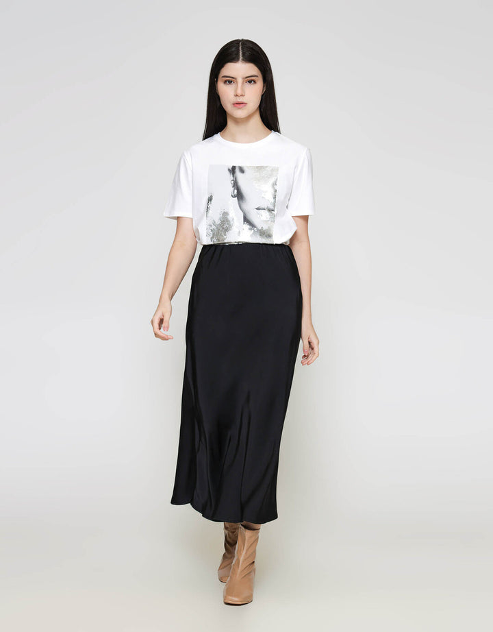ZES Basic Sateen Rok Midi Wanita MELWB014
