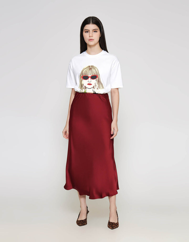 ZES Basic Sateen Rok Midi Wanita MELWB014